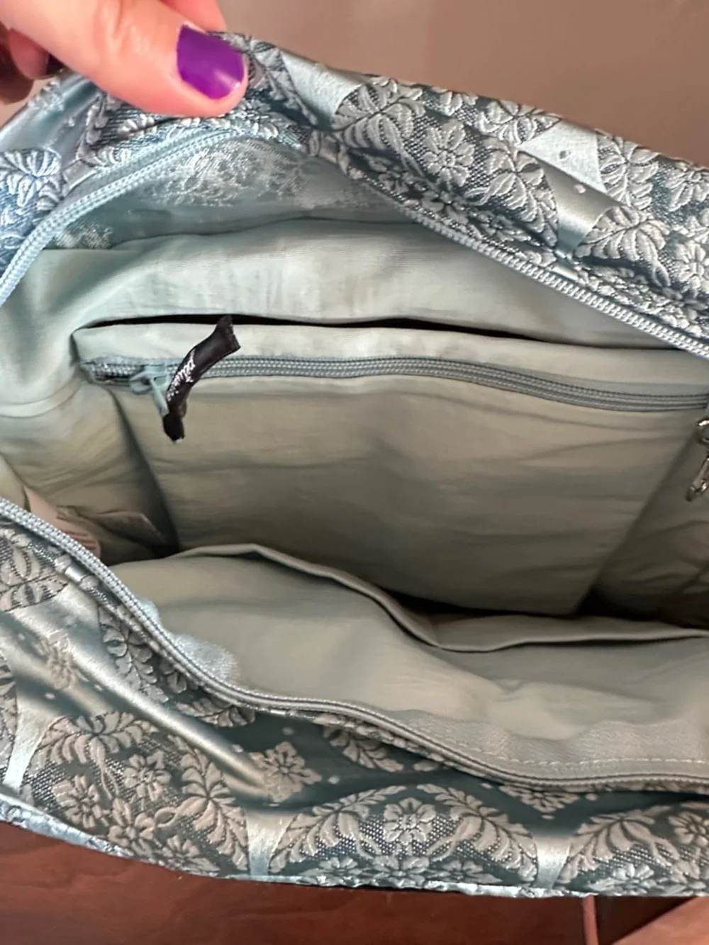 Petunia Pickle Bottom Light Blue Patterned Baby Bag
